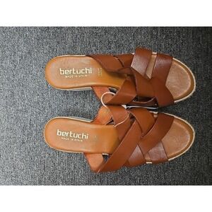 Bertuchi Women's Sandals Leather Slip On Wedge Brown Women's Size 9 US/40 EU